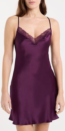 Etam Milky Lace Trim Washable Silk Camisole in Cassis at Nordstrom, Size X-Large
