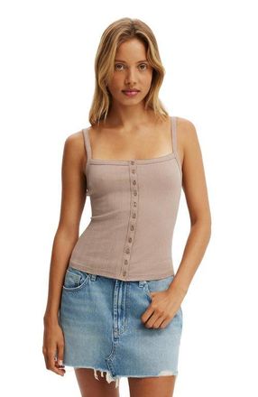 Cotton On Womens Henley Tank in Taupe at Nordstrom, Size Xx-Small