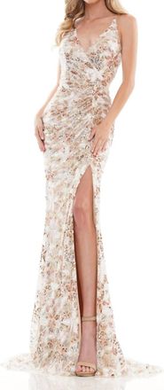 Colors Dress Sequin Mermaid Evening Gown In Gold White