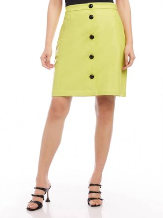 Fifteen Twenty Vegan Leather A-Line Skirt In Lime