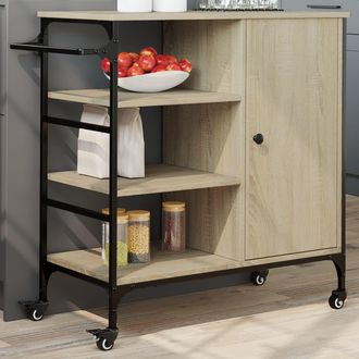 vidaXL Vidaxl - Carrito De Cocina Madera Ingenier&iacute;a Sonoma 87,5x38,5x84,5 Cm