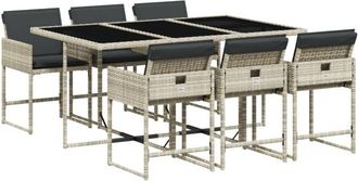 vidaXL Vidaxl - Set Comedor Jard&iacute;n 7 Pzas Y Cojines Rat&aacute;n Sint&eacute;tico Gris Claro