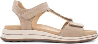 Ara Schoenen, Dames, Beige, 38 EU, Beige leren sandalen met enkelband