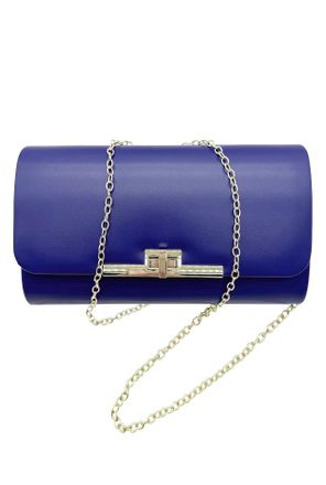 Generic Womens Plain Evening Clutch Bag - Small Elegant Party & Wedding Handbag with Turn Lock Closure and Detachable Shoulder Chain Purse for Ladies (Royal B