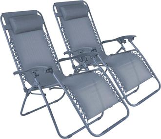 Oviala Juego de 2 sillones reclinables de acero azul oscuro