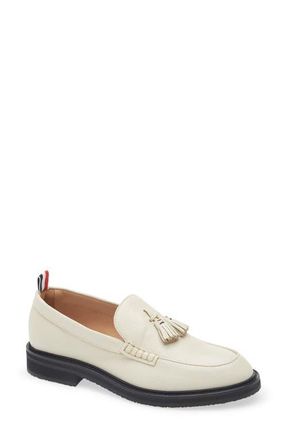 Thom Browne RWB Stitch Tassel Loafer in Khaki at Nordstrom, Size 13
