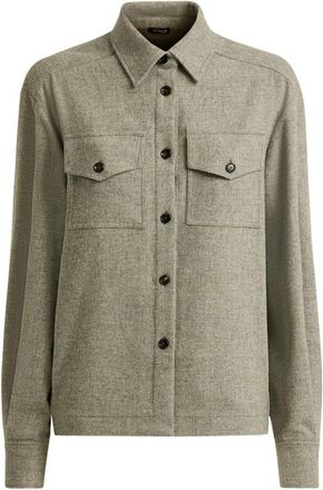 Kiton Overshirt van wol en kasjmiermix - Dames - Zomerjassen - Groen - M - Wol - Jassen
