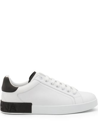 Dolce & Gabbana White And Black Portofino Sneakers