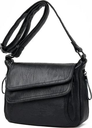 Generic Compatible For Soft Leather Purses And Handbags Women Bags Shoulder Crossbody(Black)