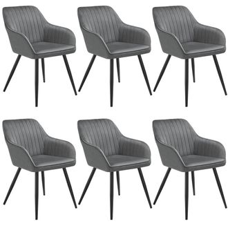 TecTake Dining Chair Marilyn Set Of 6 - Grey/Black in Grey | Size: 6 Pack