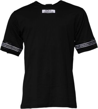 Dolce & Gabbana Black DGMILLENNIALS Cotton Crew Neck Mens T-shirt