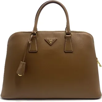 Prada Saffiano Brown Saffiano Handbag Tote Bag (Pre-Owned)