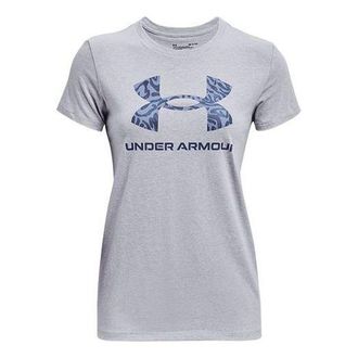 Under Armour (WMNS) Under Armour Graphic Training Sports Print Crewneck Short Sleeve Grey 1363352-011