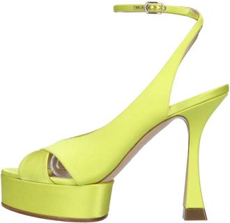 Casadei Satijnen Sandalen - Dames - Sandalen met hakken - Geel - 37 EU - Satijn - Schoenen