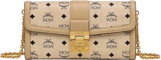 MCM Tracy Chain Wallet in Visetos in Beige + Black at Nordstrom