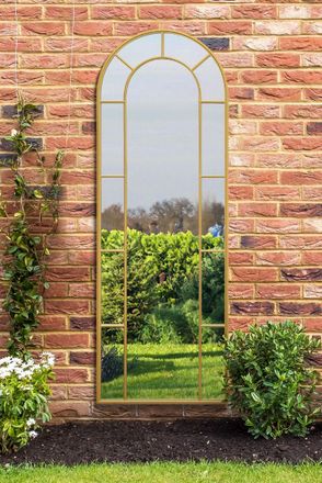 MirrorOutlet Gold Framed Arched Leaner Garden Wall Mirror 67 X 24 (170CM X 60CM) | Size: 1 Pack