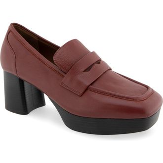 Aerosoles Cavour Platform Penny Loafer Pump in Clay Leather at Nordstrom Rack, Size 7.5