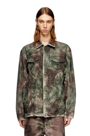 Diesel Trucker jacket in crinkled camo canvas - Jackets - Unisex - Multicolor