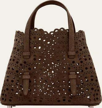 Alaia Mina 20 Top-Handle Bag in Perforated Suede