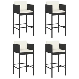 vidaXL Vidaxl - Taburetes De Cocina Con Cojines 4 Uds Rat&aacute;n Sint&eacute;tico Negro