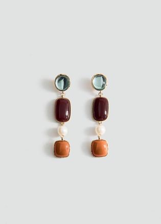 Mango Orecchini lunghi combinati oro - Donna - Taglia unica - MANGO