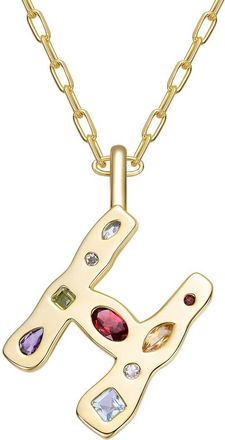 Genevive 14K Plated Cz Alphabetical Necklace