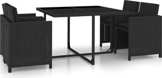 vidaXL Set Da Pranzo Da Giardino 5 Pz Con Cuscini In Polyrattan Nero - Vidaxl