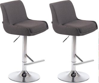 Clp Clp - Set De 2 Taburetes Club En Tela Gris Oscuro Cromado