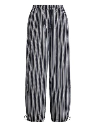 12 Storeez striped straight-leg trousers - women - Polyester - L - Black