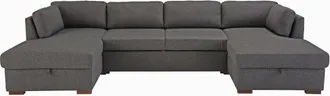 Maisons du monde Sofá cama panorámico de 7 plazas gris