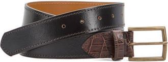 Johnston & Murphy 2-Tone Croc Embossed Leather Belt in Black at Nordstrom, Size 34