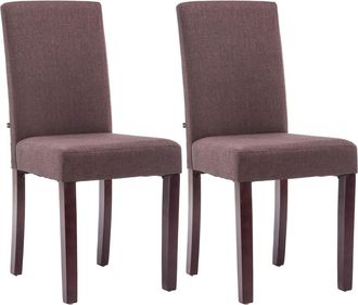 Clp Clp - Juego De 2 Sillas De Comedor Ina De Tela Marr&oacute;n Cappuccino