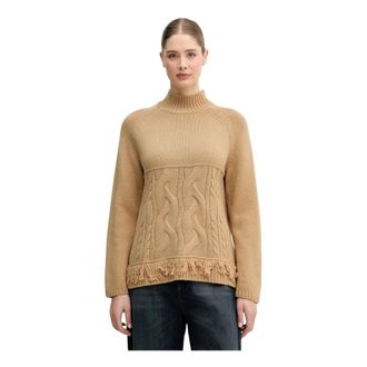 Benetton Trui met Halve Col - Dames - Coltruien - Bruin - M - Wol - Truien & Vesten