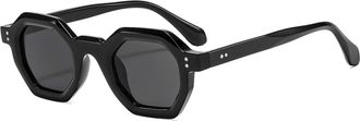 Generic Small Frame Outdoor Men Sunglasses Driving Women Commuter Vacation Sun Glasses(Black)