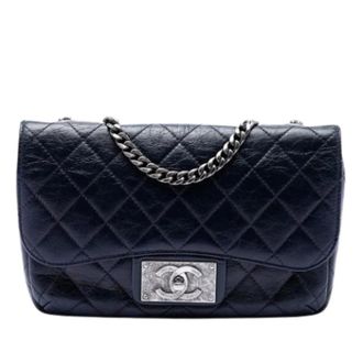 Chanel Pre-owned Vintage Quilted Crossbody Bag - Dames - Pre-owned - Blauw - Maat: ONE Size Leer
