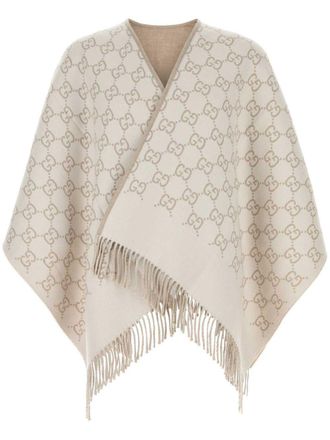 Gucci embroidered wool cape - unisex - Wool - OS - Neutrals