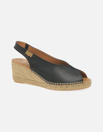 Toni Pons Womens Laila Womens Wedge Heel Espadrille Sandals - Black - Size: 6