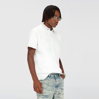 Diesel T-shirt with frayed edges and crystal details - T-Shirts - Man - White