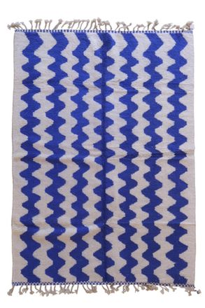 AFK Living Alfombra marroqu&iacute; contempor&aacute;nea de lana azul 203 x 294 cm