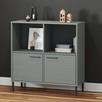 vidaXL Vidaxl - Librer&iacute;a Patas De Metal Oslo Madera Maciza Gris 90x35x90,5 Cm