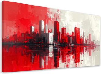 Feeby Cuadro En Lienzo, Edificios Rojos De La Ciudad Imitaci&oacute;n Pintura, 120x60