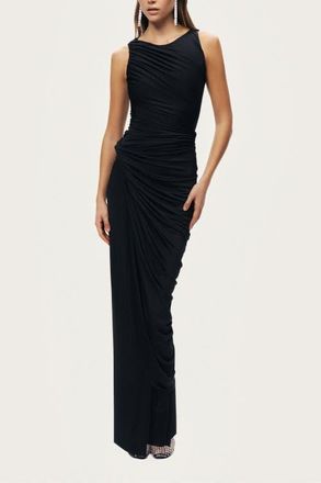Nocturne Draped Sleeveless Maxi Dress in Black at Nordstrom, Size X-Small Eu