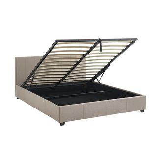 Sweeek Cama con somier abatible y cabecero, 160x200m, beige
