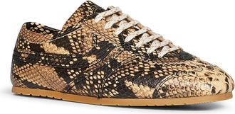Dries Van Noten Snakeskin-Embossed Leather Sneakers - Beige
