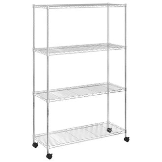 vidaXL Estanter&iacute;a De 4 Niveles Con Ruedas Cromado 90x35x142 Cm 200 Kg Vidaxl