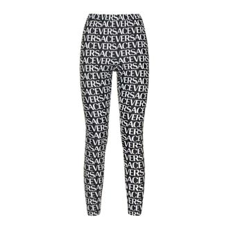 Versace Leggings, female, Black, Size: 3XS Printed Leggings with All-over Logo