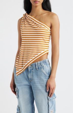 Free People Knot My Vibe One-Shoulder Asymmetric Top in Butter Pecan Combo at Nordstrom Rack, Size X-Small