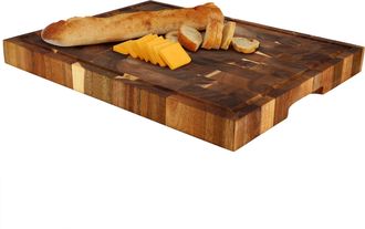 MegaChef 17 x 13 Inch Acacia Wood Butcher Block Carving and Cutting Serving Board with Juice Groove