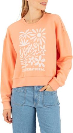 Hurley Flourish Graphic Boxy Sweatshirt in Papaya Punch at Nordstrom, Size X-Large