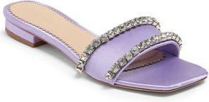 Cinq &agrave; Sept Catherine Crystal Embellished Satin Slide Sandal in Honey Lavender/Clear at Nordstrom Rack, Size 8.5Us / 38.5Eu